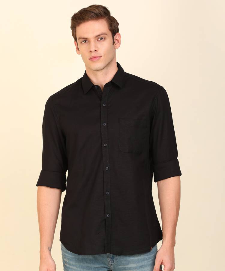 Men Super Slim Fit Solid Casual Shirt