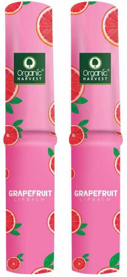 Organic Harvest Grapefruit Flavour Lip Balm Enriched With Vitamin E & Benefits Of Mango Butter, For Dark Lips to Lighten, Lip Care for Dry & Chapped Lips, 100% Organic, Paraben & Sulphate Free For Girls & Women Grape fruit Price in India