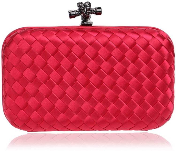 STRIPES Red Color Knot Designer Clutch Purse for Women/Girls Sling Bag Price in India