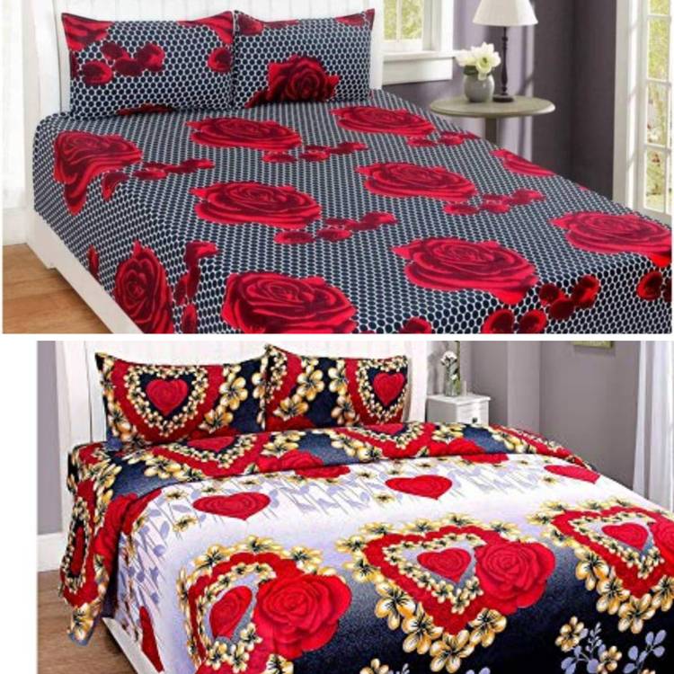 La Roze Home Furnishings 180 TC Cotton Double Floral Bedsheet