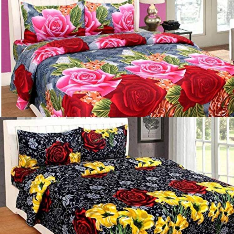 SOURCIED 180 TC Cotton Double Floral Bedsheet