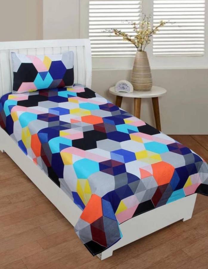 Panipat Textile Hub 120 TC Microfiber Single 3D Printed Bedsheet