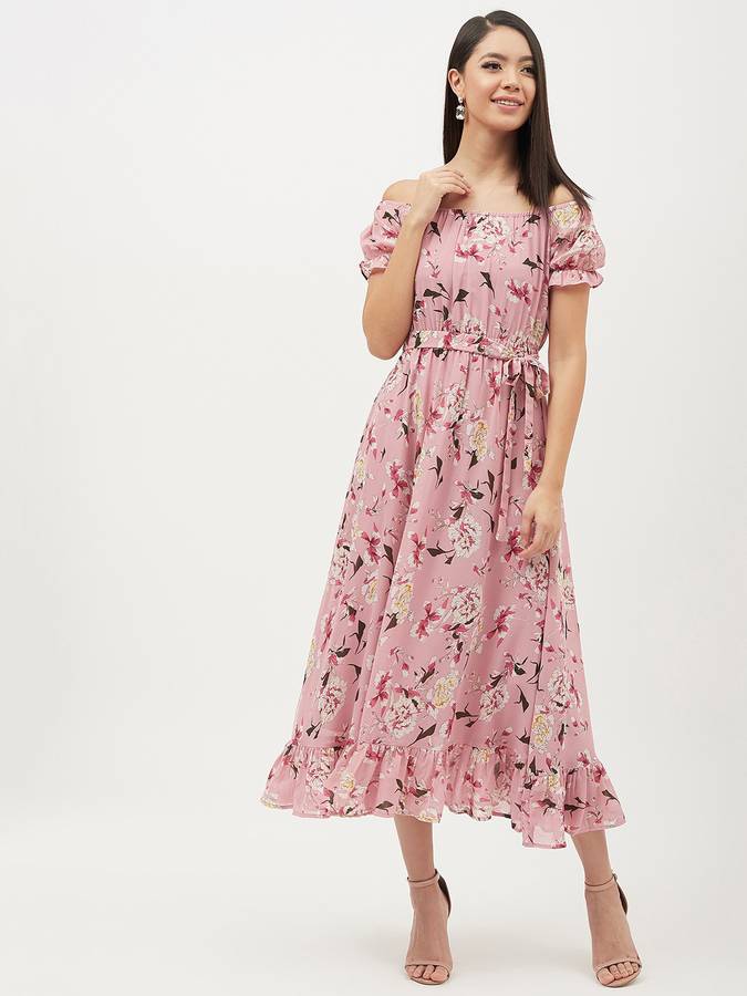 Women A-line Pink Dress Price in India