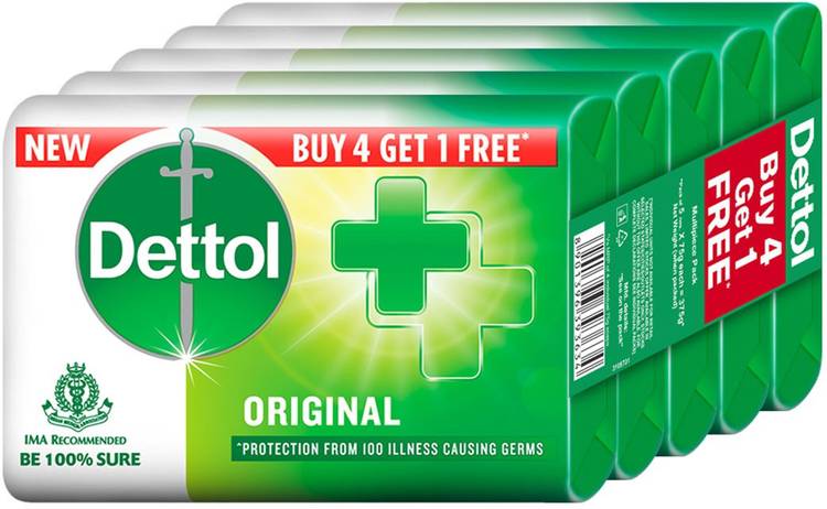 Dettol Original Soap, Buy 4 Get 1 Free (75 gm each)