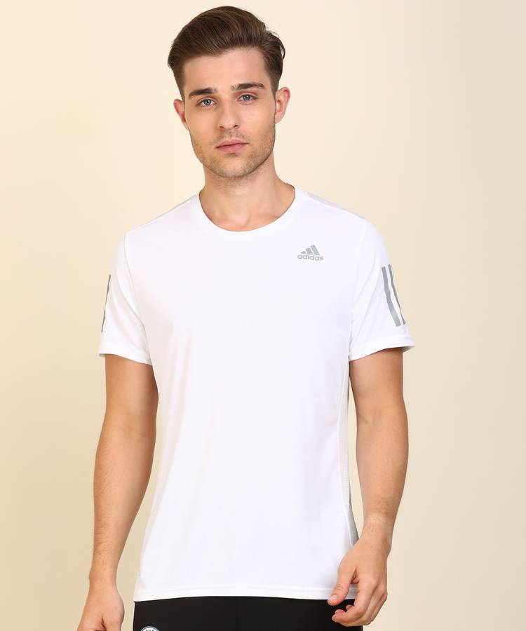 Solid Men Round Neck White T-Shirt