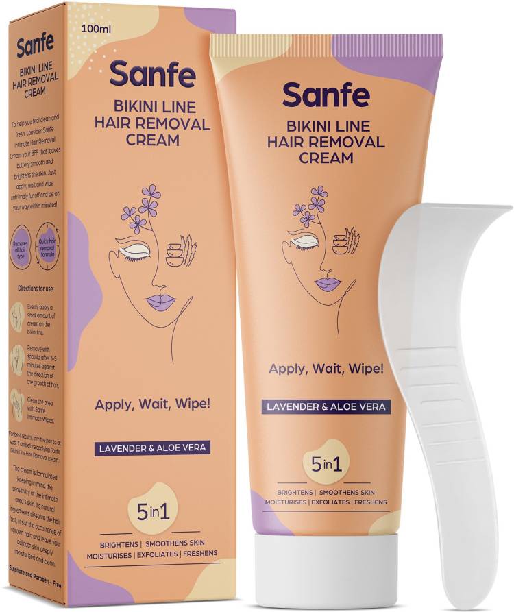 Sanfe Bikini Line Hair Removal Cream 100g - Natural and Safe for sensitive skin - Lavender, Aloe Vera, Shea Butter Cream Cream Price in India