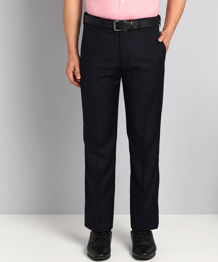 Regular Fit Men Blue Rayon Crepe Blend Trousers