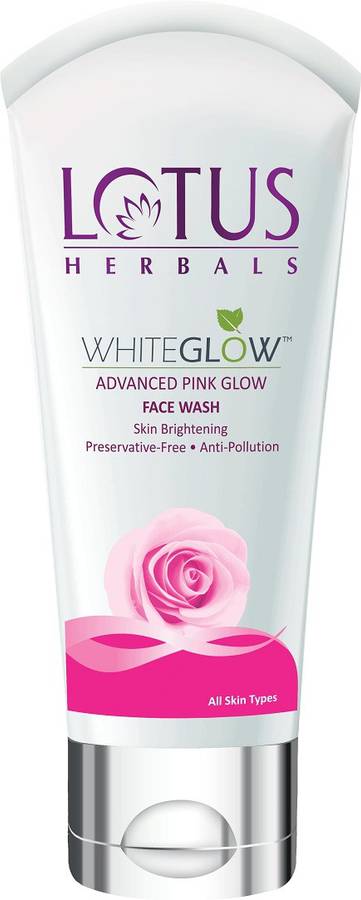 LOTUS HERBALS WhiteGlow Advanced Pink Glow For Skin Brightening & Gentle Cleansing with Anti-Pollution Property, Preservative Free formula Face Wash