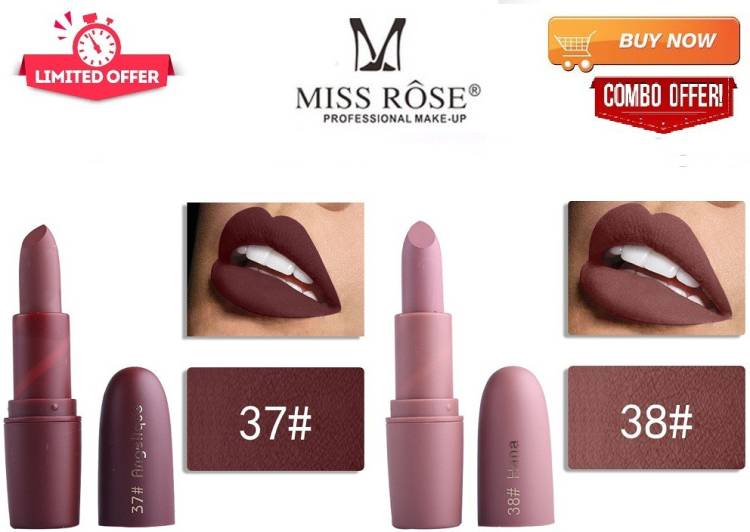 MISS ROSE Velvet Makeup Matte Lipsticks Beauty Lips-37 and 38(Pack of 2) Price in India
