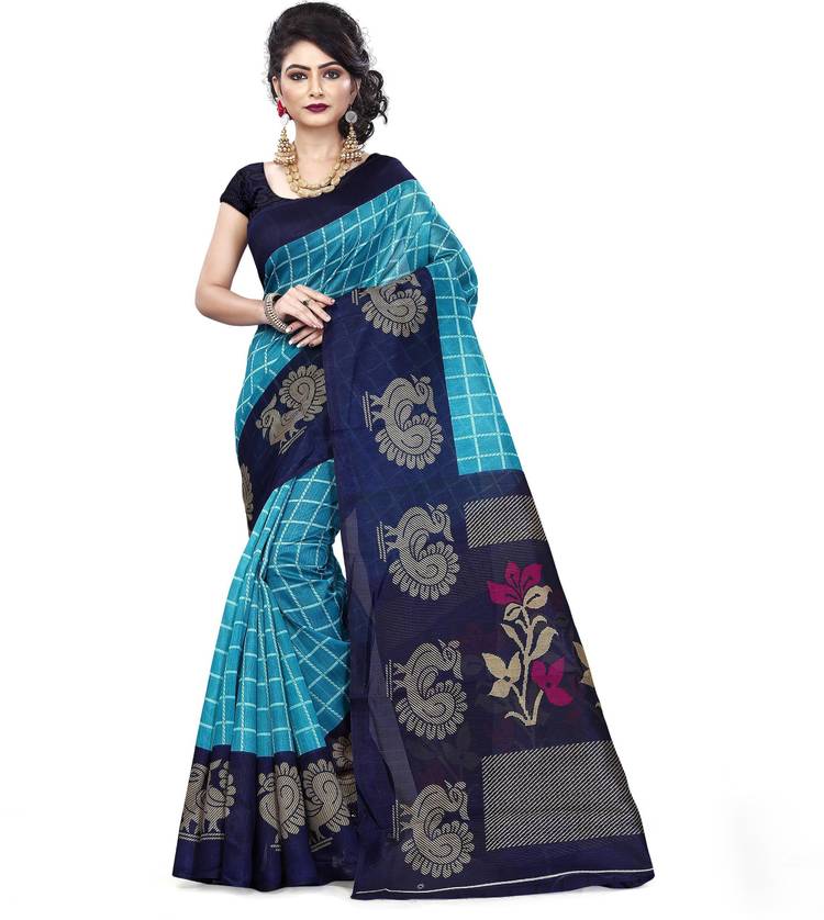 Checkered Fashion Pure Silk Saree Price in India