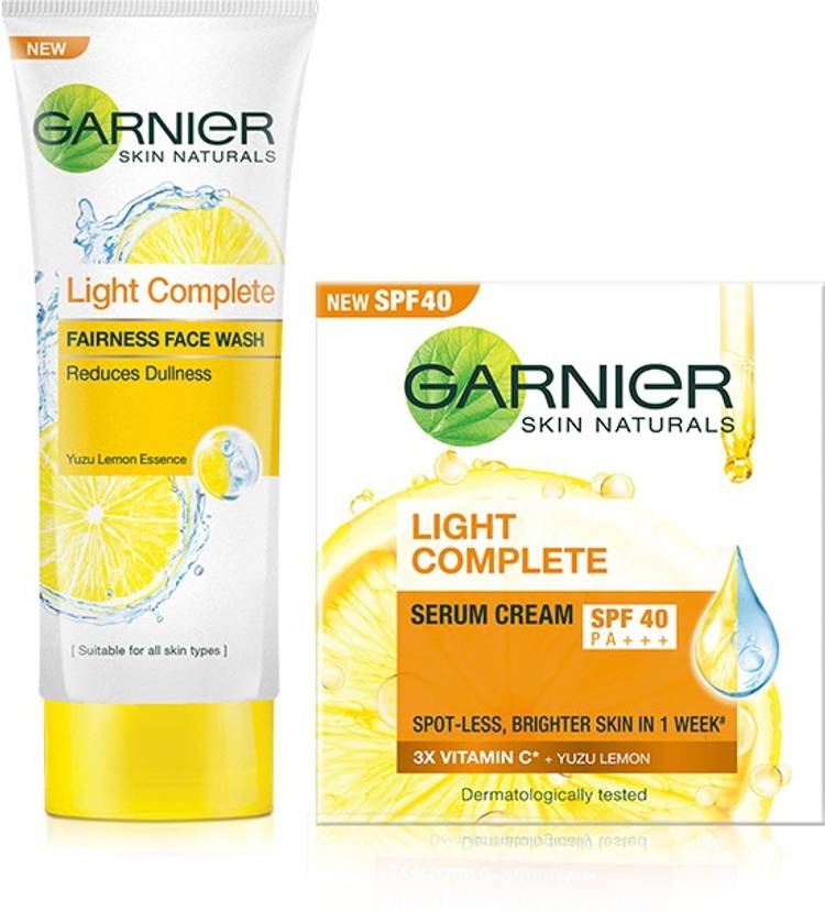 GARNIER Light Complete Serum Cream SPF 40, 45 g + Light Complete Face Wash 100 g