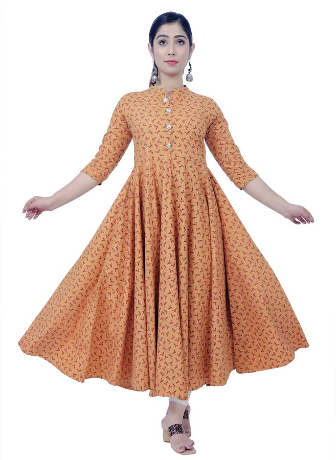 Women Floral Print Cotton Blend Anarkali Kurta