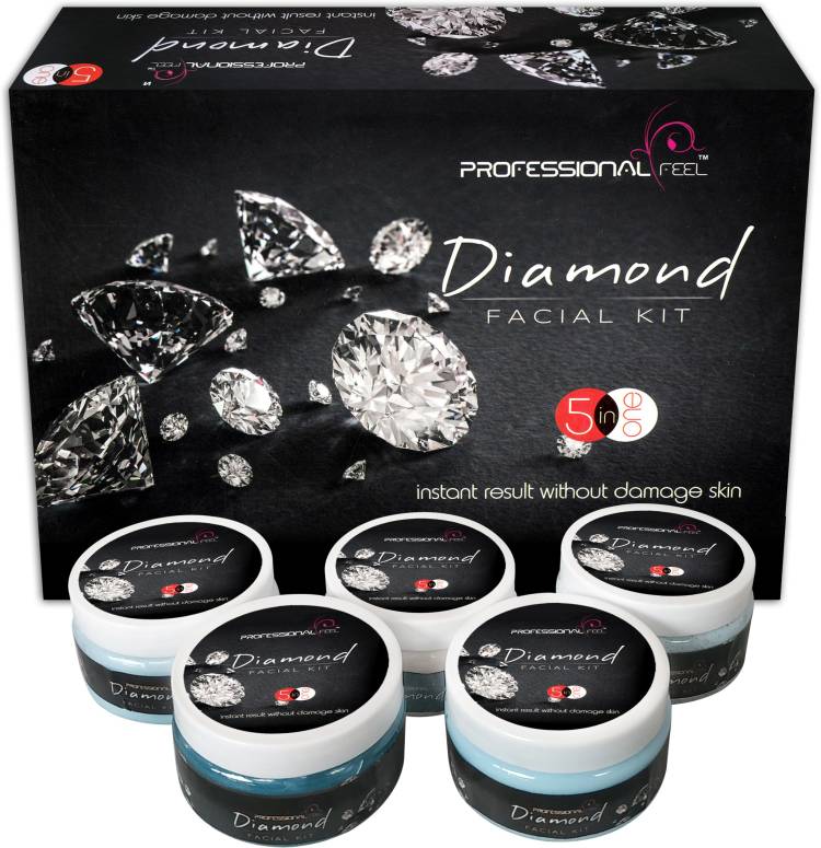 Professional Feel Diamond Facial Kit, Premium Range For Fairness, Whiting, Skin, Instant Glow, Way to use facial kit, Fairness, Whiting, Skin, Instant Result Without Damage Skin (Set of 5) Price in India