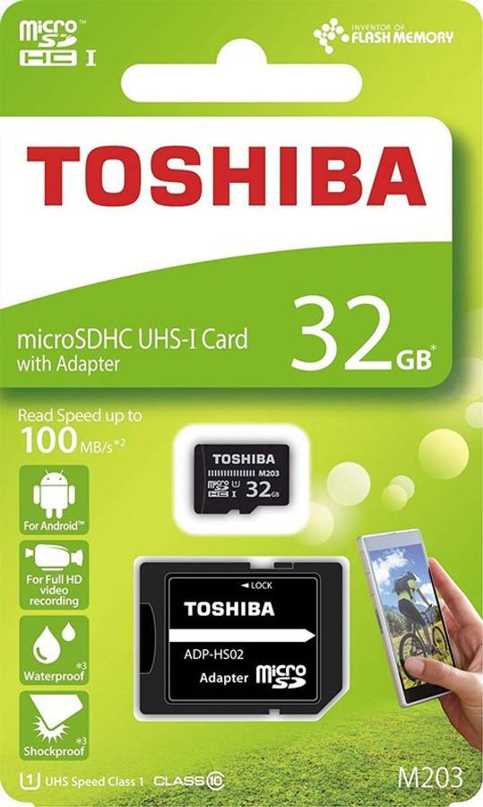 TOSHIBA M203 32GB Class 10 MicroSDXC 100MB Memory Card with Adapter 32 GB MicroSD Card Class 10 100 MB/s  Memory Card