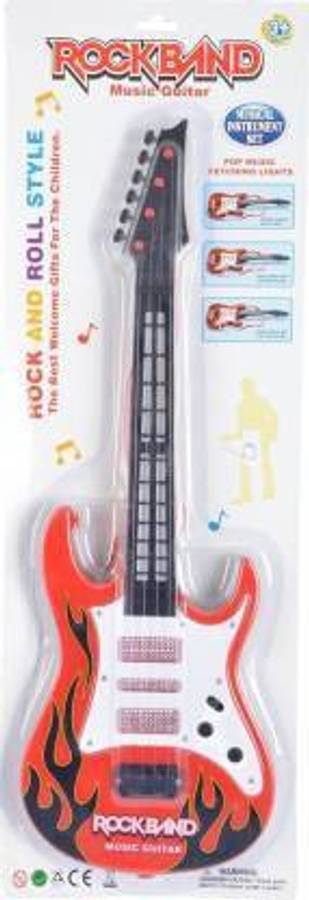 Kmc kidoz Music Guitar Red and Black Battery Operated Music and Lights Rock Band Guitar for Kids