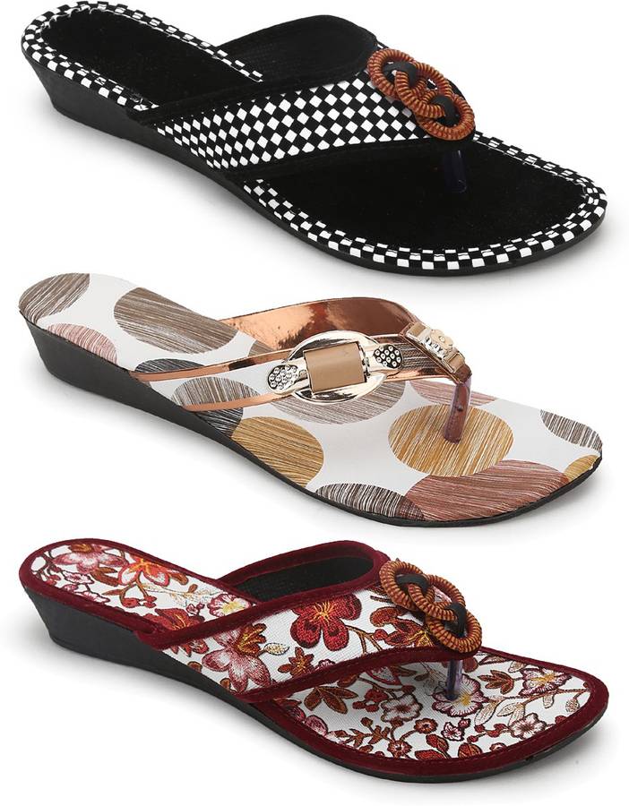 Women Black, White, Red Flats Sandal
