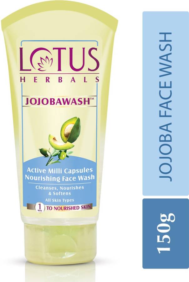 LOTUS HERBALS Jojobawash Jojoba, Avacado & Vitamin E Active Milli Capsules Nourishing , Cleanses, Nourishes & Softens Face Wash Price in India