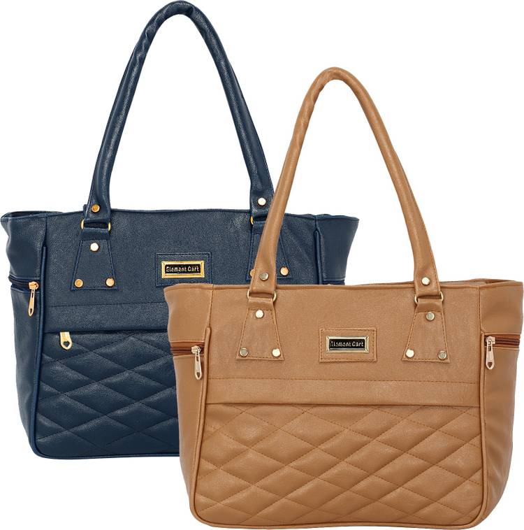 Women Blue, Brown Hand-held Bag
