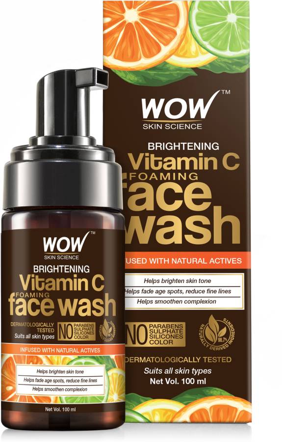 WOW SKIN SCIENCE Brightening Vitamin C Foaming  - with Lemon & Orange Essential Oils - For Skin Brightening - No Parabens, Sulphate, Silicones & Color - 100 ml Face Wash Price in India