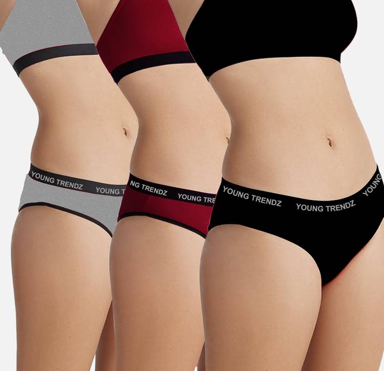 Women Hipster Grey, Maroon, Black Panty