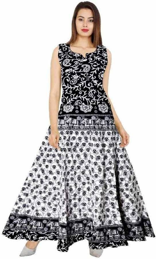 Women Floral Print Pure Cotton Gown Kurta
