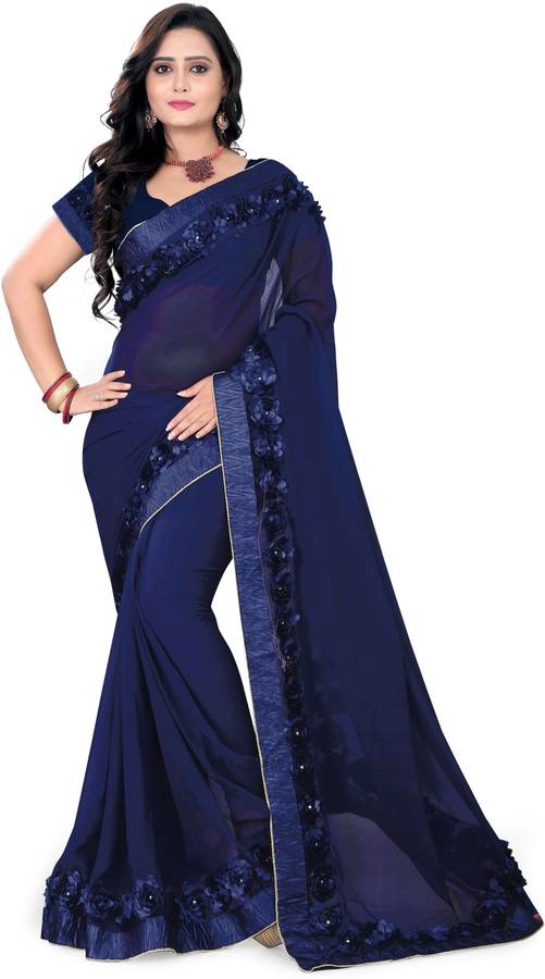 Self Design Fashion Poly Georgette Saree