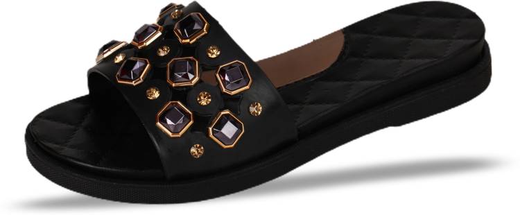 Women Lightweight/Walking/Summer/Stylish Daily Use Flats Women Black Flats Sandal Price in India