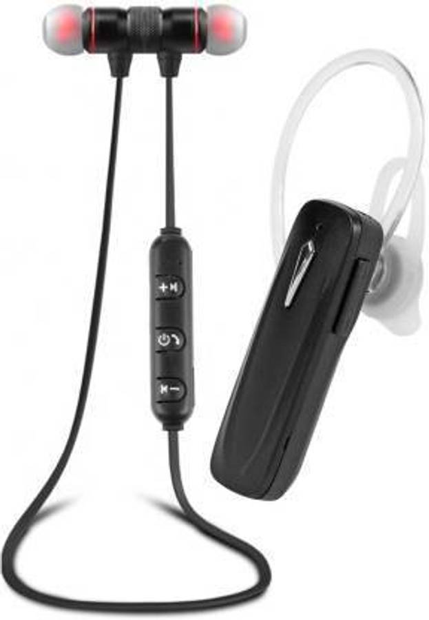 MK Mankrit COMBO Bluetooth Headset (Black, In the Ear) Smart Headphones