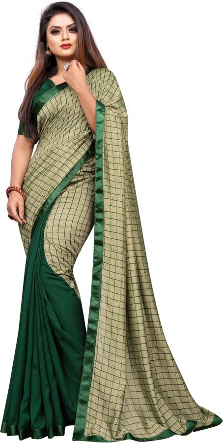 Checkered Leheria Vichitra Saree Price in India