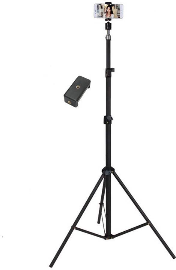 F FERONS 100% Premium quality 2.1 metre stand (Tripod) with mobile holder Light Aluminum Alloy Photography Stand for Make Videos on ,MX Taka Tak, Vigo Video,YouTube ,instagram ,online class, Fits all smartphones ,camera ,projector/ Strong and Durable Tri