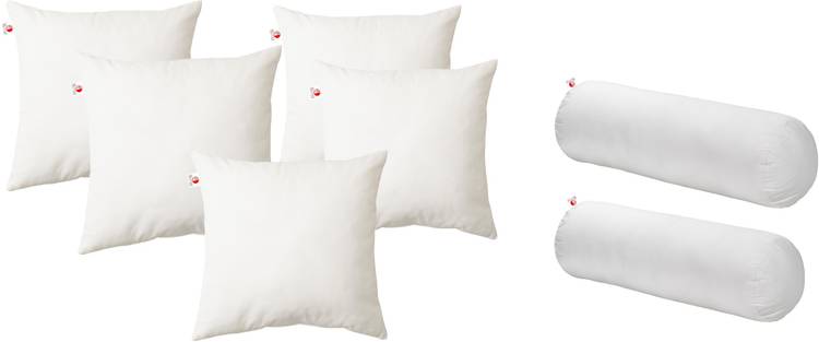 The OUTJiE Diwan Set Combo Of 5 Cushions & 2 Microfibre Solid Bolster Pack of 7