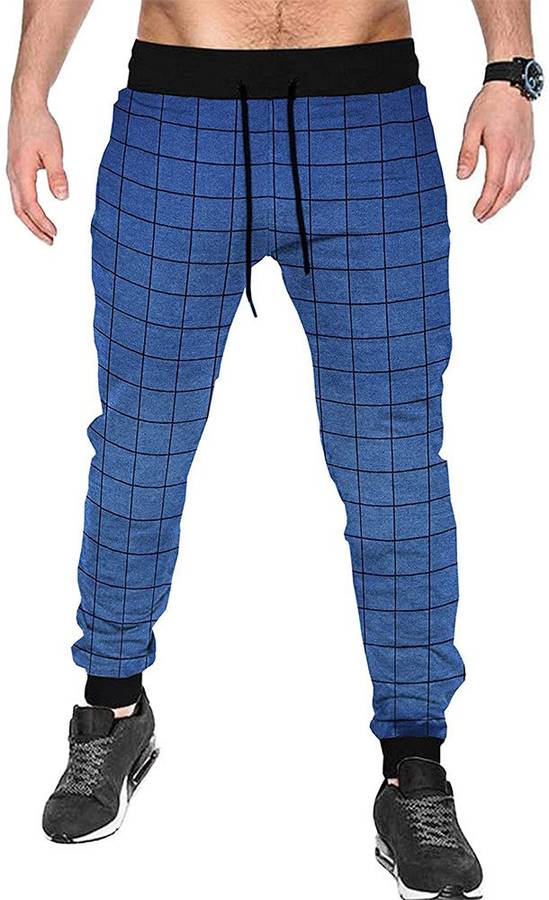 Checkered Men Blue, Black Track Pants