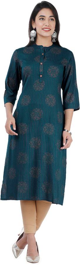 Women Printed, Block Print Rayon Straight Kurta
