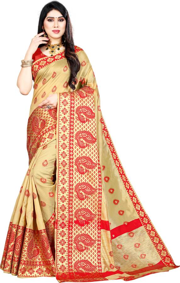 Woven Banarasi Cotton Blend Saree