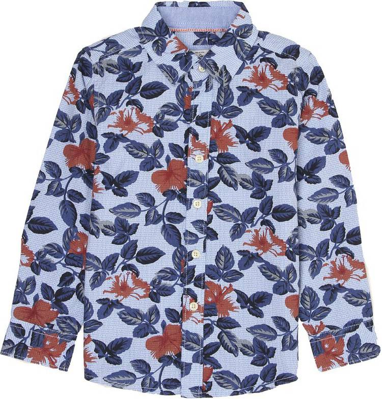 Boys Regular Fit Floral Print Casual Shirt