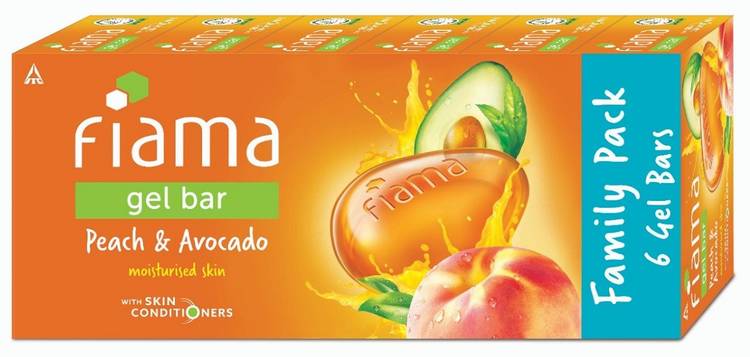 Fiama Gel Bar Peach and Avocado, 125g (Pack of 6)