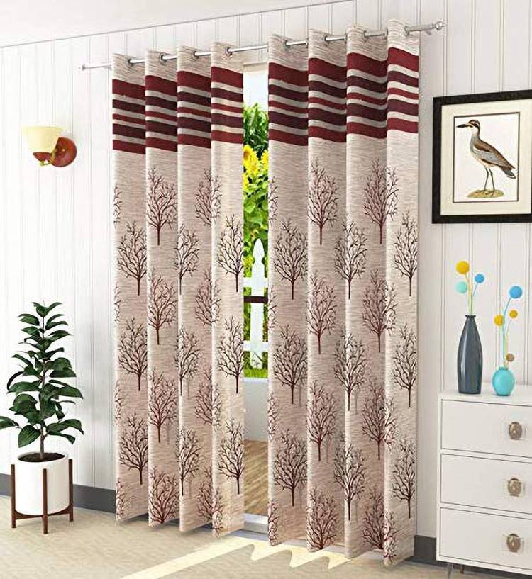 Diverge Furnishings 214 cm (7 ft) Jacquard Door Curtain (Pack Of 2)