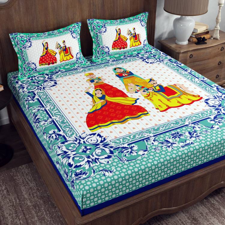 Flipkart SmartBuy 104 TC Cotton Double Jaipuri Prints Bedsheet