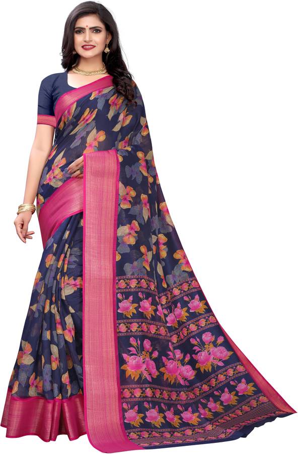 Floral Print Daily Wear Pure Cotton Saree