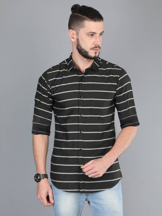 Men Slim Fit Striped Casual Shirt