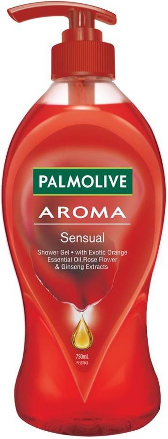 PALMOLIVE Aroma Sensual Body Wash, Gel Based Shower Gel with Exotic Orange Essential Oil, Rose Flower & Ginseng Extracts - pH Balanced (Pump)