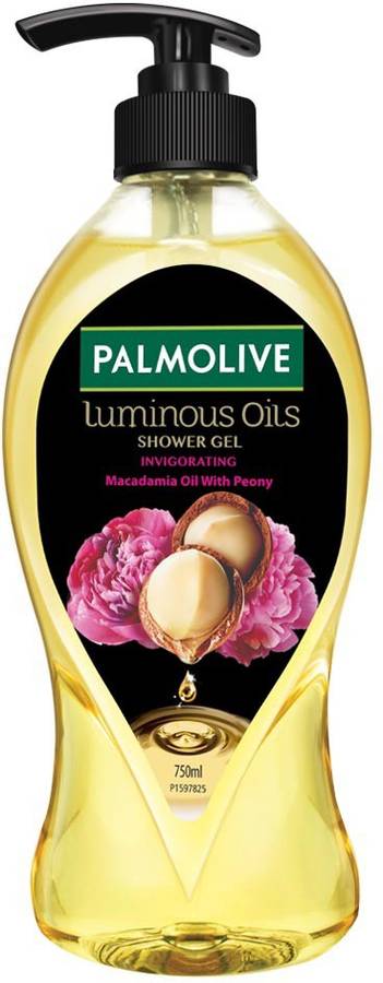 PALMOLIVE Luminous Oil Invigorating Body Wash, Gel Based Shower Gel 100% Natural Macadamia Oil - pH Balanced, No Parabens, No Silicones (Pump)