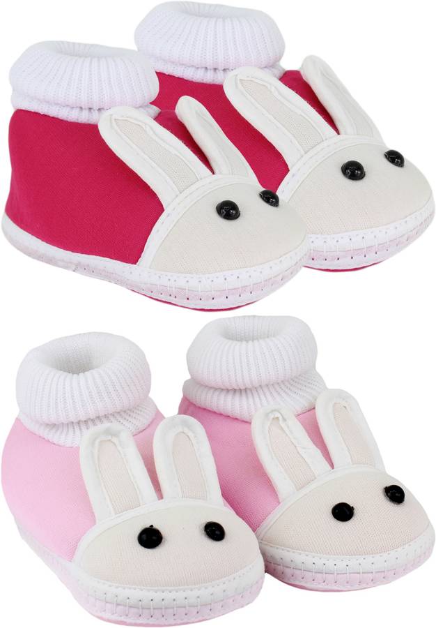 Neska Moda 6 To 12 Month Set of 2 Pair Rabbit Baby Booties