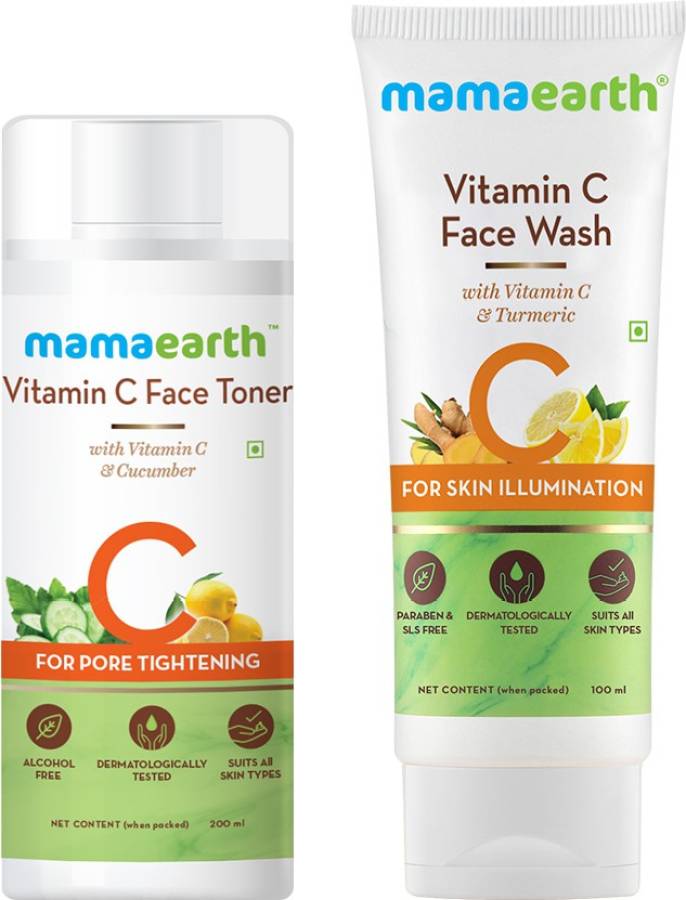 MamaEarth Vitamin C Glowing Skin Combo Face Wash Price in India