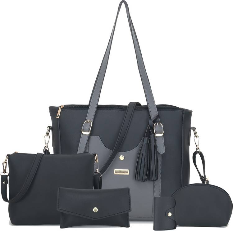 Women Black, Grey Hand-held Bag