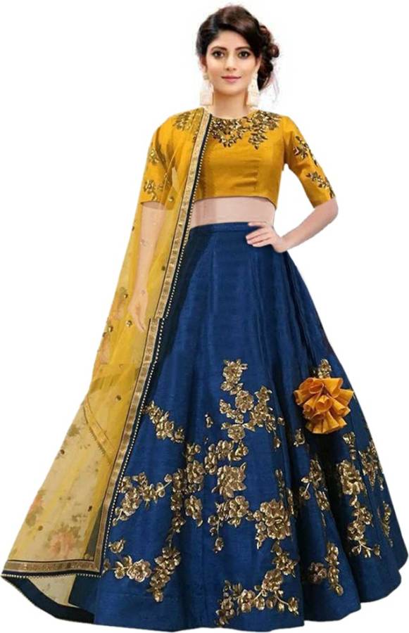 Embroidered Semi Stitched Lehenga Choli Price in India