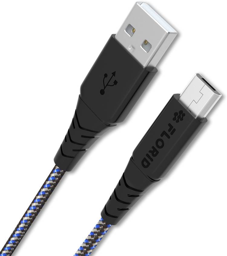 FLORID Nylon Braided Micro USB Data Cable, 1.2 Meter Long (Blue) 1.2 m Micro USB Cable