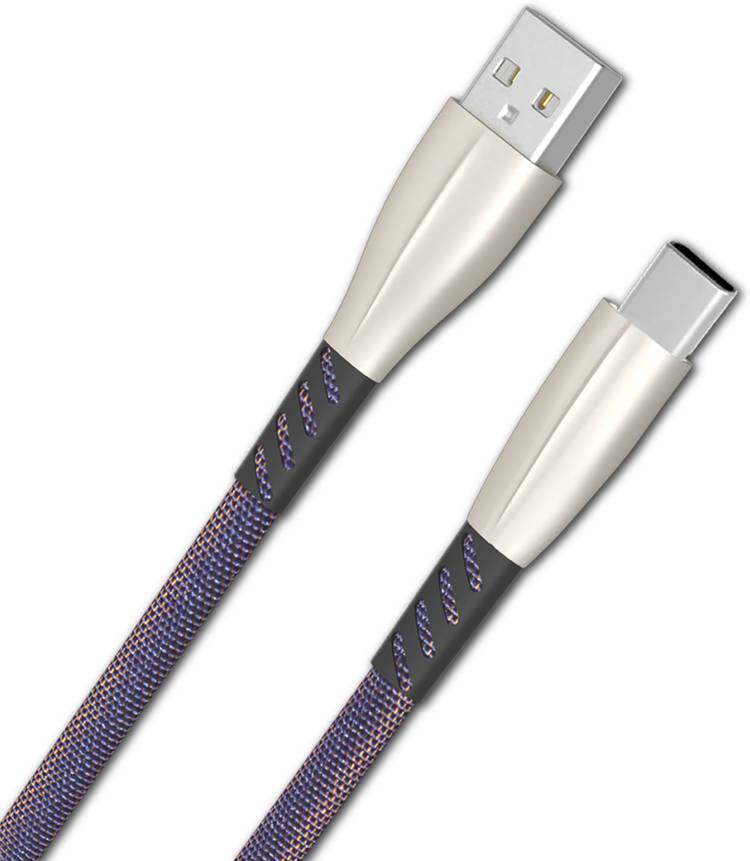 FLORID Cotton Braided Type C USB Data Cable 1 Meter (Blue) 1 m Micro USB Cable