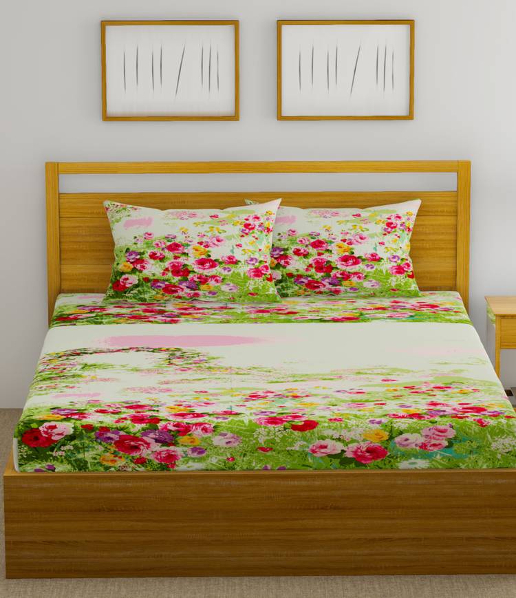 MAFATLAL 200 TC Cotton Double Floral Bedsheet