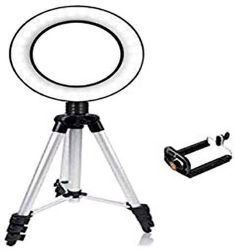 JANROCK Selfie Ring Light with Extendable Tripod Stand & Flexible Phone Holder for Live Stream/Makeup, Desktop Led Camera Ring light for YouTube Video Tripod